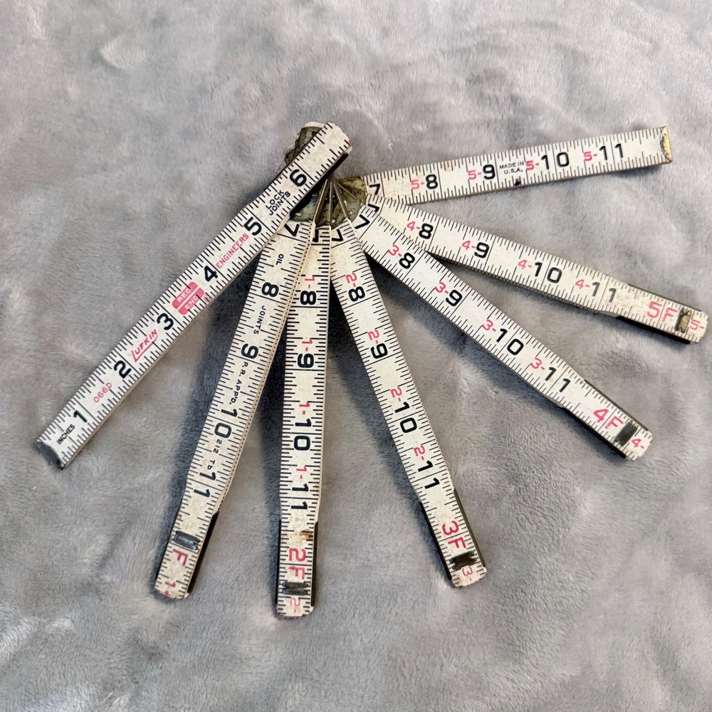 Vintage Lufkin Red End 066D 6 Ft Folding Engineer Rule Wood Ruler USA